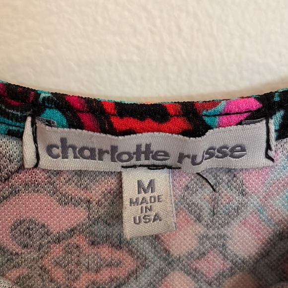 EUC Bright Floral Print Skater Cut Mini Dress Charlotte Russe Medium, Runs Small - Picture 4 of 4